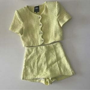 2 piece yellow zara skort set